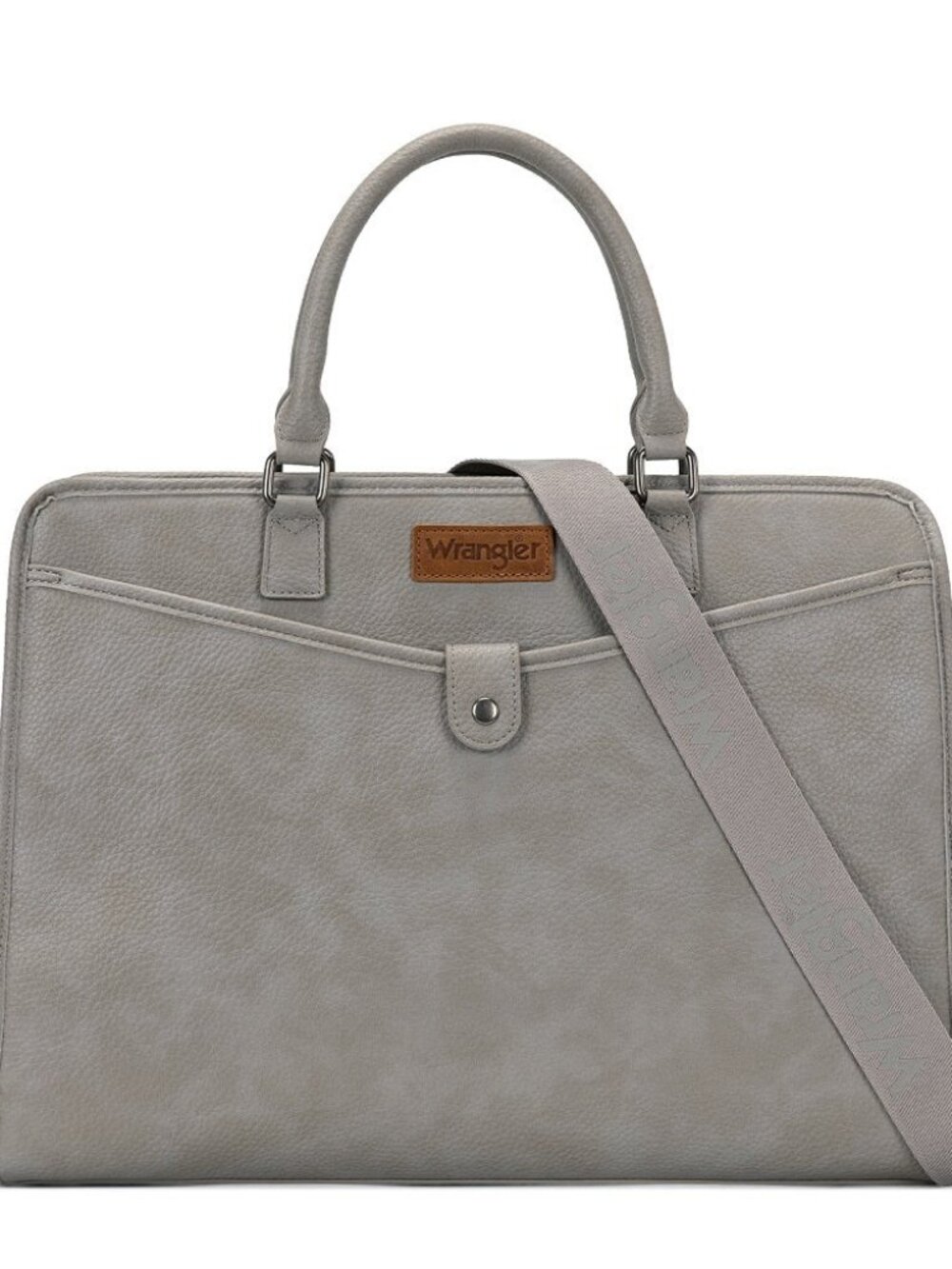 Wrangler Pebbled Faux Leather Laptop Brief Bag Grey